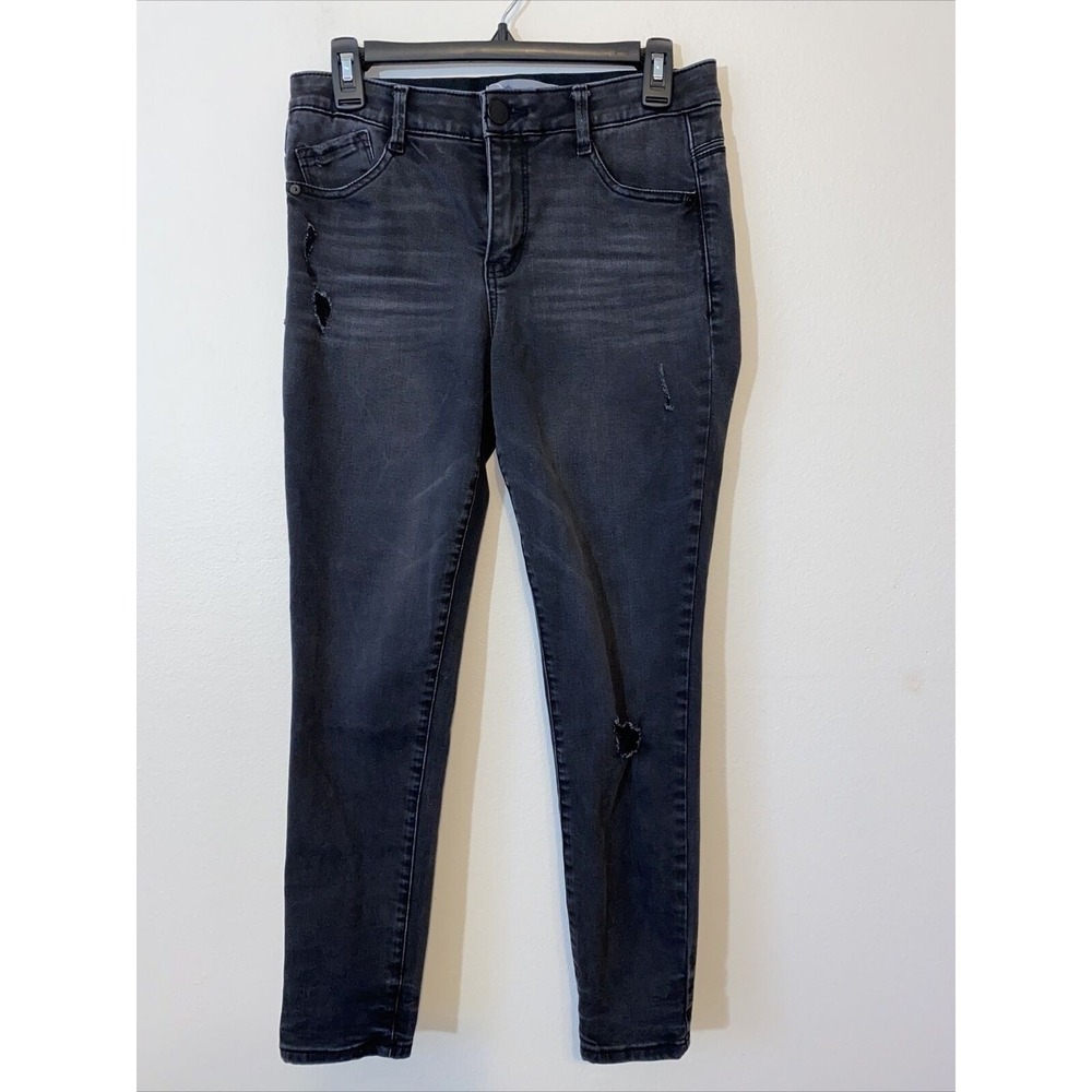 Wit & Wisdom Skinny Jeans Women Size 4P 4 Petite Black Distressed